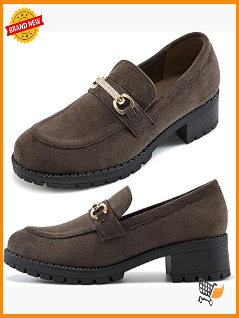 Chunky Platform Loafers for Women Penny Slip On Suede Heeled Loafers Lug Sole